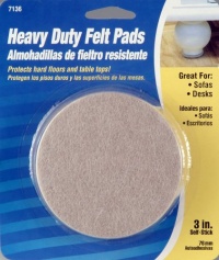 Waxman 4713695N Self-Stick Round Felt Pads, Oatmeal, 3-Inch