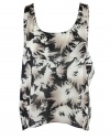 Gryphon Womens Beige Grey Black Uneven Printed Sheer Tank Top L