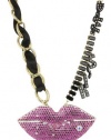 Betsey Johnson Film Noir Crystal Lips Pendant Necklace 'Kiss Me' Necklace