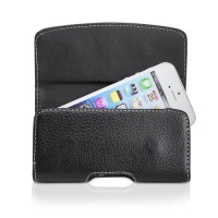 GreatShield BLAST Series Genuine Leather Pouch Case with Belt Clip Holster for Apple iPhone 5 (Black)