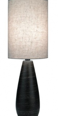 Lite Source LS-2998 Quatro 17-1/2-Inch Ceramic Mini Table Lamp with Linen Shade, Brushed Dark Bronze