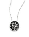 THE LOOKFrom the Fearless Eye CollectionSilver-tone chain and diskBlack pave Cubic Zirconia pendantSpring ring closureTHE FITChain, about 16¼ longPendant, about ½ in diameterTHE MATERIALSterling silverCubic ZirconiaORIGINImported