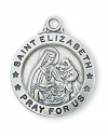 Patron Saint Of Widows, Nurses Sterling Silver Medal St. Elizabeth Includes 18 Inch Chain