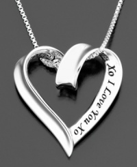 Say it with style. This touching pendant features I Love You inscribed on a beautiful heart. Crafted in sterling silver.  Approximate length: 18 inches. Approximate drop: 1 inch.