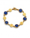 THE LOOKFive faceted 12mm deep blue chalcedony stonesGold vermeil logo-embossed disc stationsToggle closureTHE FITLength, about 7THE MATERIALBlue chalcedony22k goldplated sterling silverORIGINImported