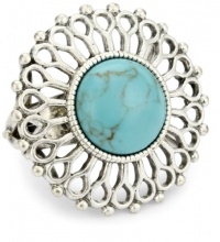 Lucky Brand Bohemian Silver-Tone Turquoise-Tone Set Stone Ring, Size 7