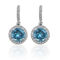 Effy Jewelry Effy® 14K White Gold Blue Topaz and Diamond Earring 2.69 Tcw.