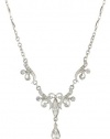 1928 Jewelry Silver-Tone Crystal Teardrop Necklace