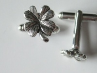 Silver Irish Four Leaf Clover Cuff Links By Classic Cufflinks