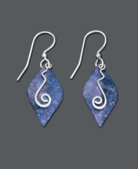 Dabble in the exquisite. These earrings by Jody Coyote offer a bold fashion statement with blue patina brass teardrops and an intricate sterling silver wire squiggle charm. Set in sterling silver. Approximate drop: 1-1/4 inches.