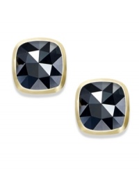 Glistening glamour. These rectangle stud earrings, set in 14k gold, give off a lustrous touch with rose-cut black diamonds (2 ct. t.w.), making them perfect for any affair. Set in 14k gold. Approximate size: 1/2 inch x 3/8 inch.