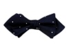 100% Silk Woven Navy and White Satin Dot Diamond Tip Self-Tie Bow Tie