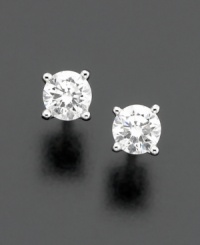 A sparkling look that's perfect for any occasion. Stud earrings feature round-cut diamonds (1/3 ct. t.w.) in 18k white gold settings. Shop with confidence when you buy certified diamond earrings at macys.com! Diamond color grade D-F (Colorless), clarity I-1. Includes IGI certificate from the International Gemological Institute listing the cut, carat weight, color and clarity grades.