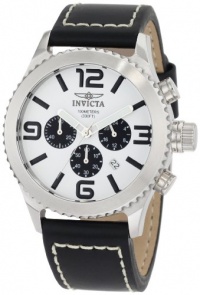 Invicta Men's 1426 II Collection Chronograph White Dial Black Leather Watch