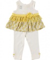 Guess Daring Daisies 2-Piece Outfit (Sizes 0M - 9M) - white, 6 - 9 months