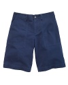 The flat-front Bleeker short is crafted from ultra-soft woven cotton in preppy hues