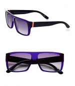 These colorful, plastic frames are fun and fresh. Available in grey with grey gradient lens or violet with smoke gradient lens. Logo temples100% UV protectionImported