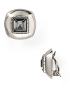 T Tahari Silver Square Button Earrings