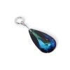 Sterling Silver Teardrop Bremuda Blue Authentic crystal 1.5 inch Long Pendant Made with Swarovski Elements