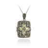 Sterling Silver Marcasite & Peridot Flower Locket Pendant