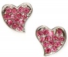 Adorable Silver Plated Sparkling Pink Crystal Embellished Heart Stud 1/2 Stud Earrings