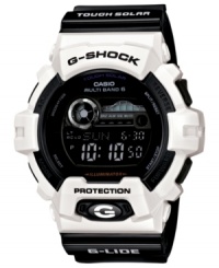 Life in black and white. This built-tough digital watch from G-Shock leaves no detail uncovered.