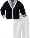 Nautica Infant Boys 3 Piece Cardigan Sweater Set, Sport Navy, 24 Medium