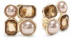 Anne Klein PALATINE Gold-Tone Champagne Colored Pearl Topaz Button Earrings