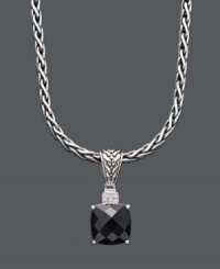 Pair your little black dress with a lot of sparkle and shine. This square-cut onyx (5-1/5 ct. t.w.) and diamond accent pendant by Effy Collection adds extra drama to your look. Set in sterling silver. Approximate length: 18 inches. Approximate drop: 1 inch.