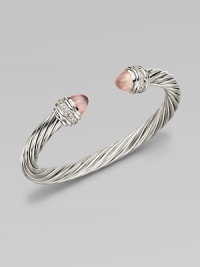 From the Classic Cable Collection. A feminine take on an iconic design with rose quartz and brilliant diamonds. Rose quartzDiamonds, .48 tcwSterling silverDiameter, about 2.5Slip-on styleImported 