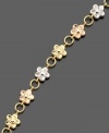 Get dreamy style with this pretty bracelet featuring bonded flowers crafted in 14k gold over sterling silver and sterling silver. Approximate length: 7-1/4 inches.