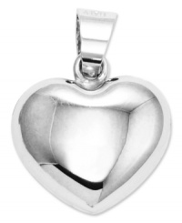 Perfectly romantic. This pretty, puffed heart charm makes the perfect gift for a loved one. Crafted in 14k white gold. Chain not included. Approximate length: 3/5 inch. Approximate width: 1/2 inch.