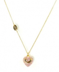 Juicy Couture Pave Puff Pink Heart Gold Necklace