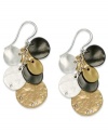 Make some change. Alfani's trendy coin earrings feature circular drops in silver, gold and hematite tones. Crafted in silver tone mixed metal. Approximate drop: 2 inches.