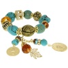 8.5 Fashion Elastic Charm Bracelet With CZ Turquoise and Crystals