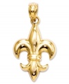 Royal roots. Add this iconic symbol of France for a dignified look. 14k gold charm features a petite Fleur de Lis. Chain not included. Approximate length: 4/5 inch. Approximate width: 2/5 inch.