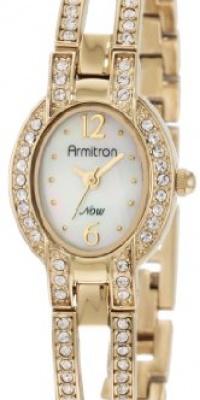 Armitron Women's 75/3983MPGP Swarovski Crystal Accented Gold-Tone Mother-Of-Pearl Dial Bracelet Watch