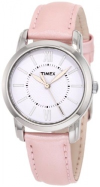 Timex Women's T2N684 Elevated Classics Dress Uptown Chic Pink Metallic Leather Strap Watch