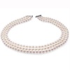 Bling Jewelry Jackie O Style Pearl Three-Row Round Necklace 16in.