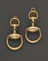 Equestrian-inspired drop earrings in yellow gold from Gucci.