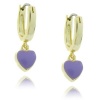 Lily Nily 18k Gold Overlay Lavender Enamel Hanging Heart Children's Hoop Earrings