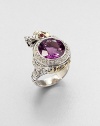 From the Naga Collection. This zodiac-inspired style from a socially and environmentally responsible brand features a faceted amethyst stone surrounded by dazzling diamonds and an 18k gold accented sterling silver dragon. Sterling silver18k goldAmethystDiamonds, .4 tcwAfrican ruby eyeWidth, about 1Imported