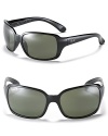 Large rectangle sunglasses with a wrap silhouette for a flattering fit and polarized lenses for modern style.