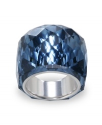 Stylishly serene. A tranquil blue hue has a chic yet calming effect on Swarovski's Nirvana ring. Featuring faceted Montana crystal, it's set in silver tone mixed metal. Size 7.