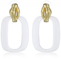 T Tahari Bamboo White and Gold Door Knocker Earrings