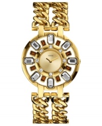 Emit endless elegance with this alluring double chain watch from GUESS.