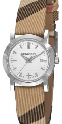 Burberry Women's BU1387 Nova Check Checked Strap White Dial Watch