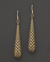 An intricate lattice design in 18K yellow gold lends an ornate look to Gucci's Diamantissima earrings.