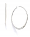 Cutting-edge style by Lauren by Ralph Lauren. Knife-edge hoop earrings in silvertone mixed metal. Approximate diameter: 2 inches.