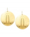 Glamorous in gold tones. This pair of drop earrings, crafted from gold-tone mixed metal, from Robert Lee Morris has a rectangular detail on a hammered background for a unique effect. Approximate drop: 2-1/4 inches.